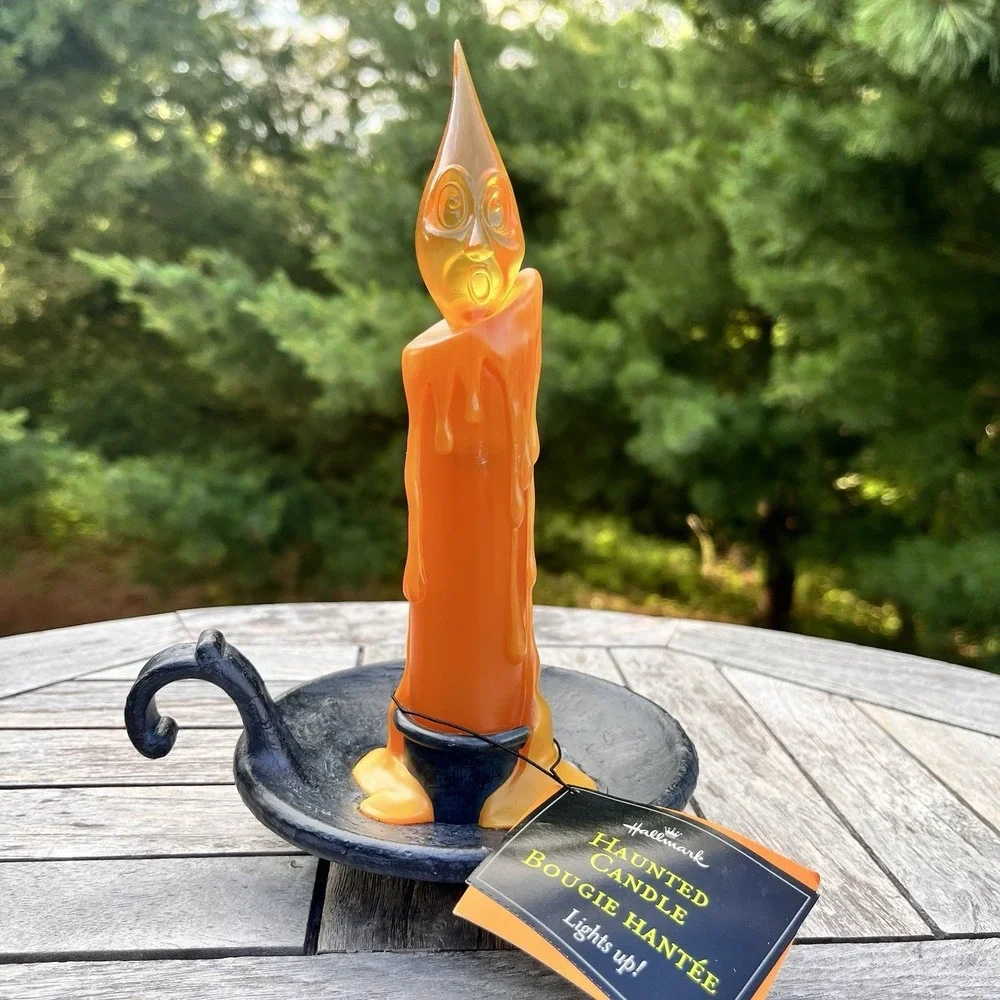 Hallmark Halloween Haunted Candle Spooky Ghost Face Flickering Light Battery